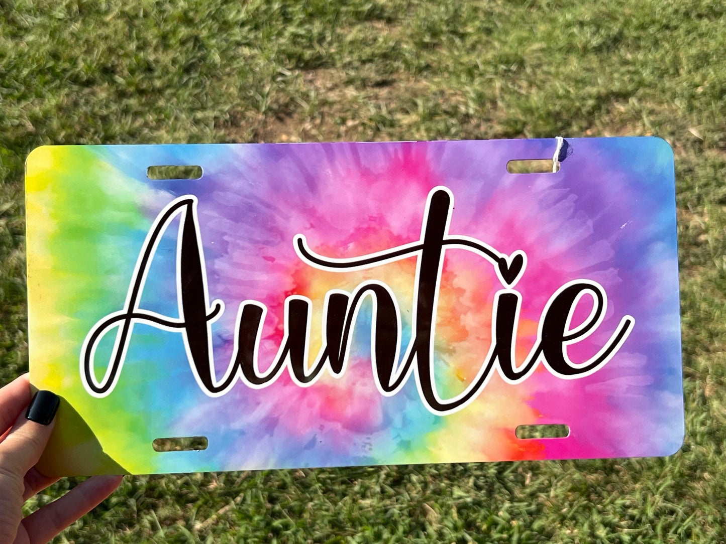 Auntie Tie Dye License Plate