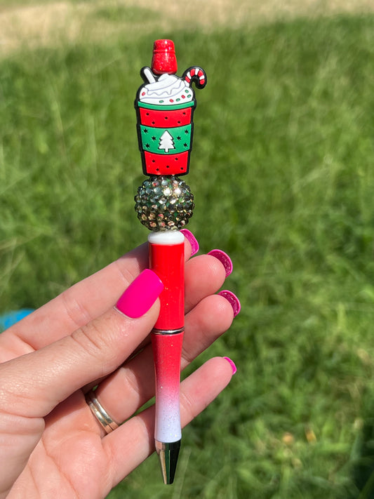 Beaded Pen - Christmas Coffee