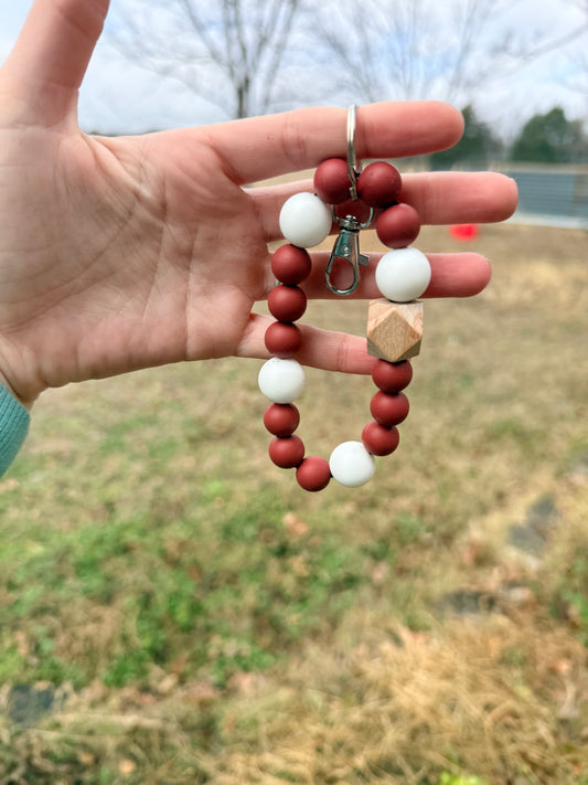 White and Maroon Keychain
