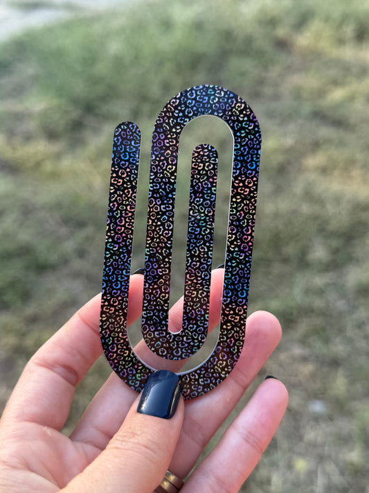 Oversized Paperclip - Colorful Leopard