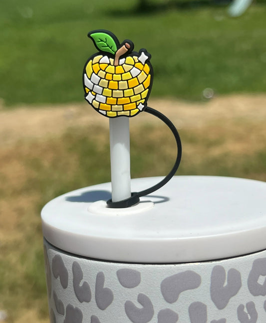 Straw Topper - Yellow Apple