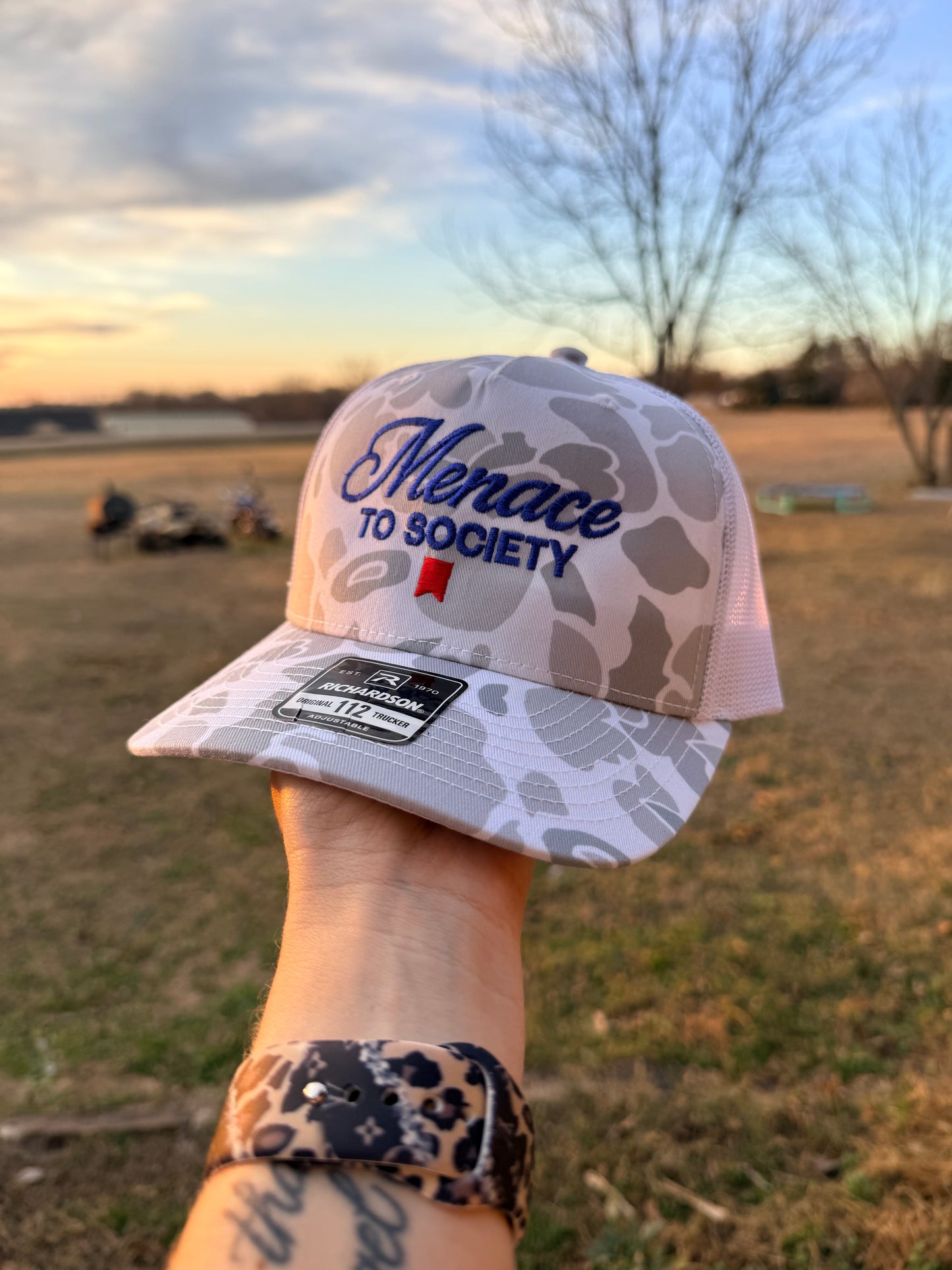 Menace to Society Embroidered Hat - white camo