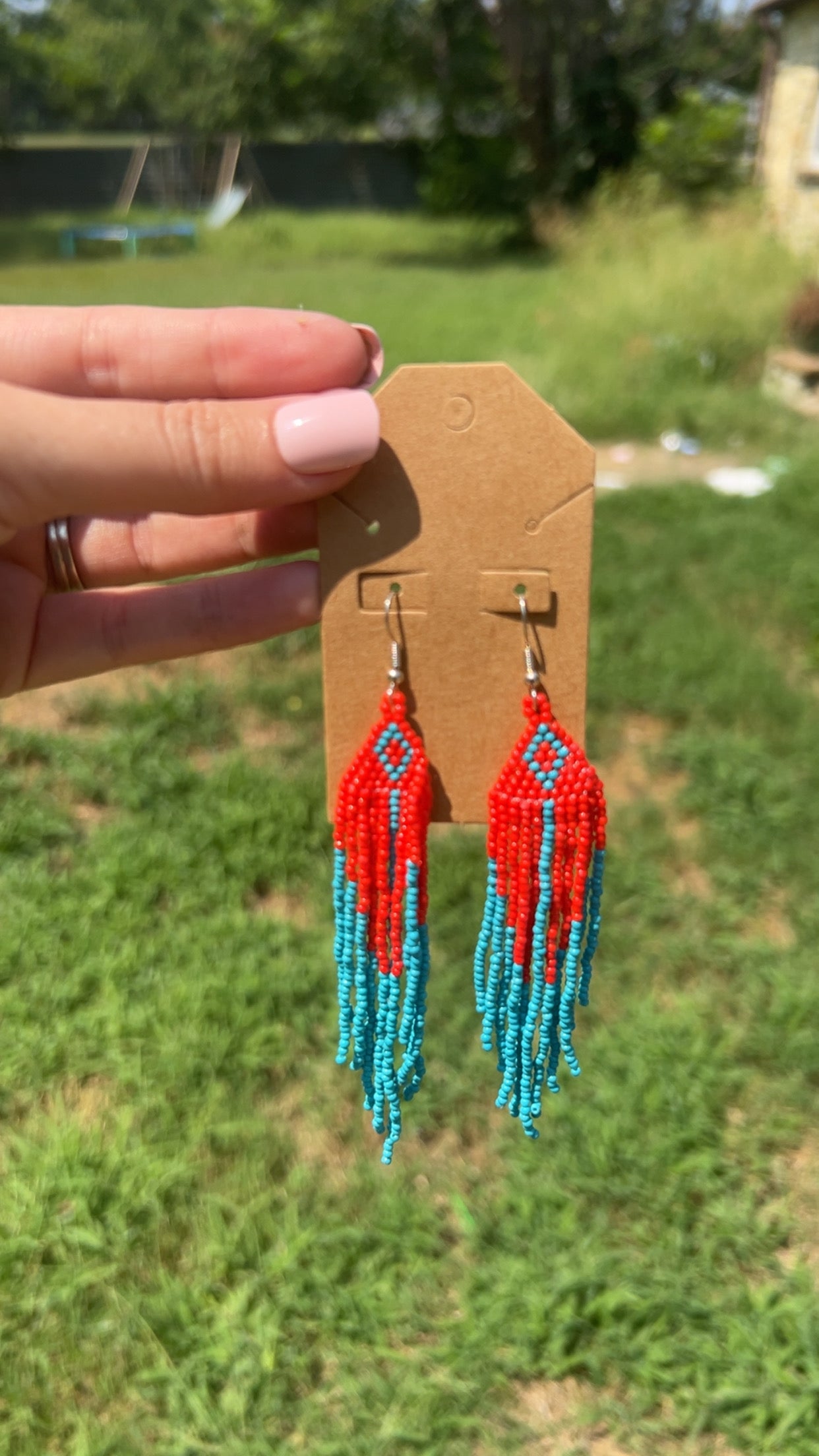 Red & Blue Dangle Earrings
