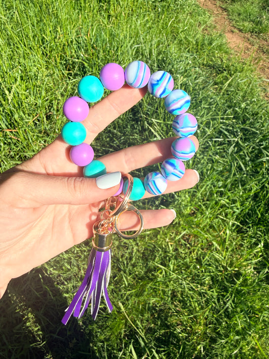 Mint and Light Purple Swirls Keychain