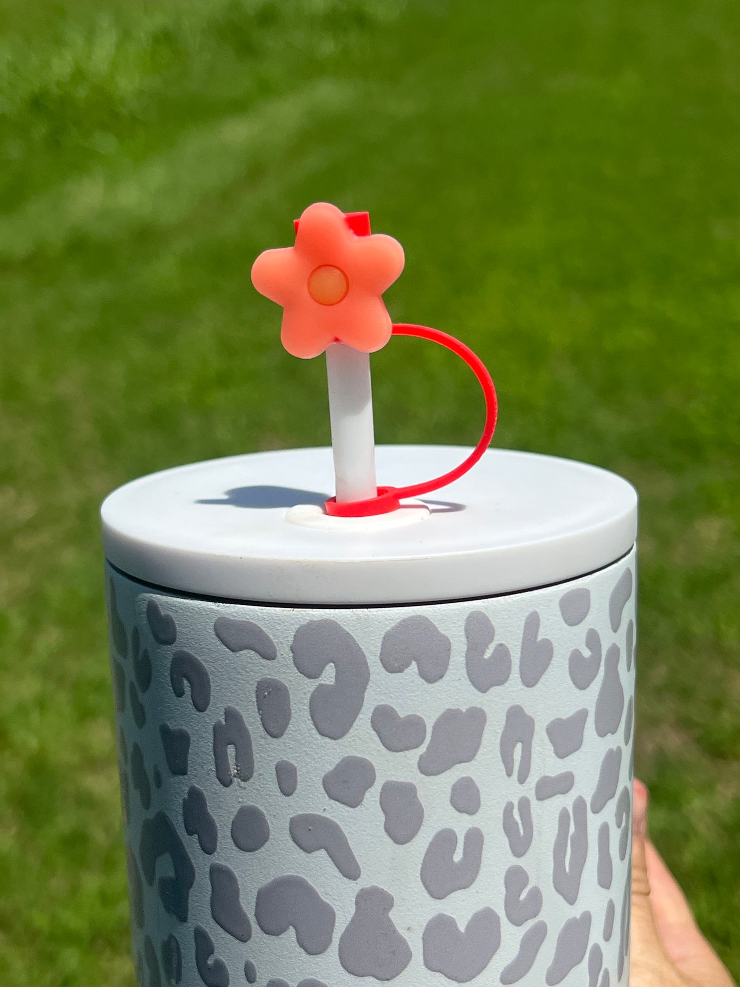 Straw Topper - Orange Flower