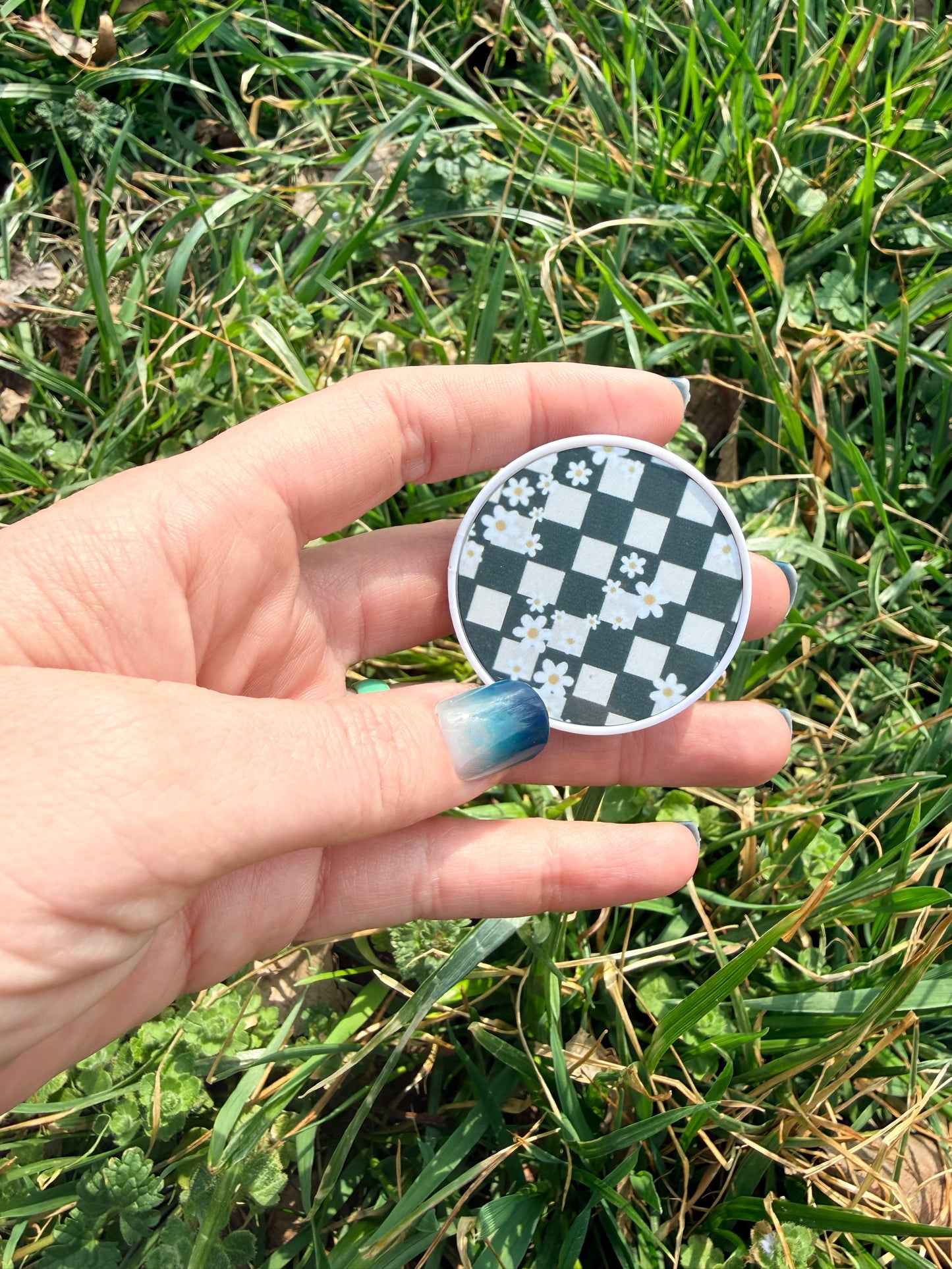 Phone Grip - Checkered Daisies