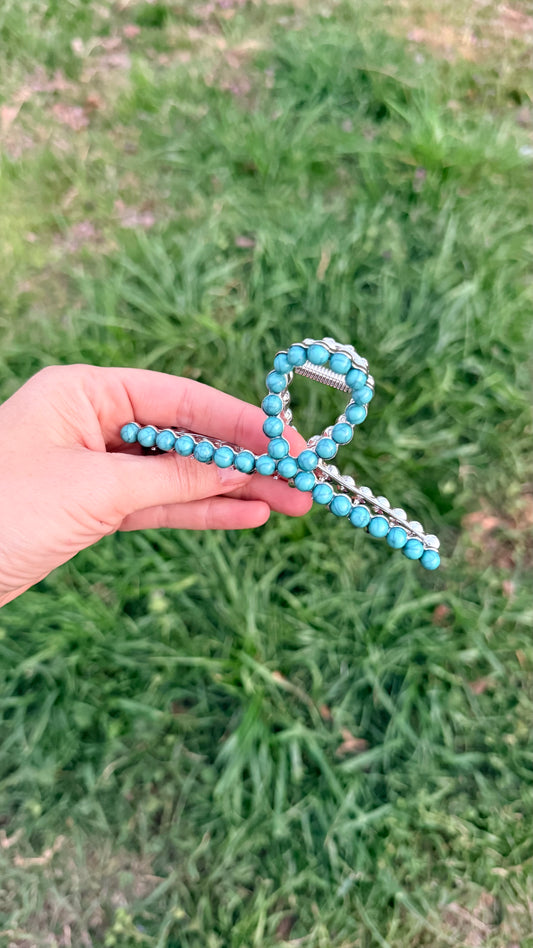 Turquoise Metal Claw Clip