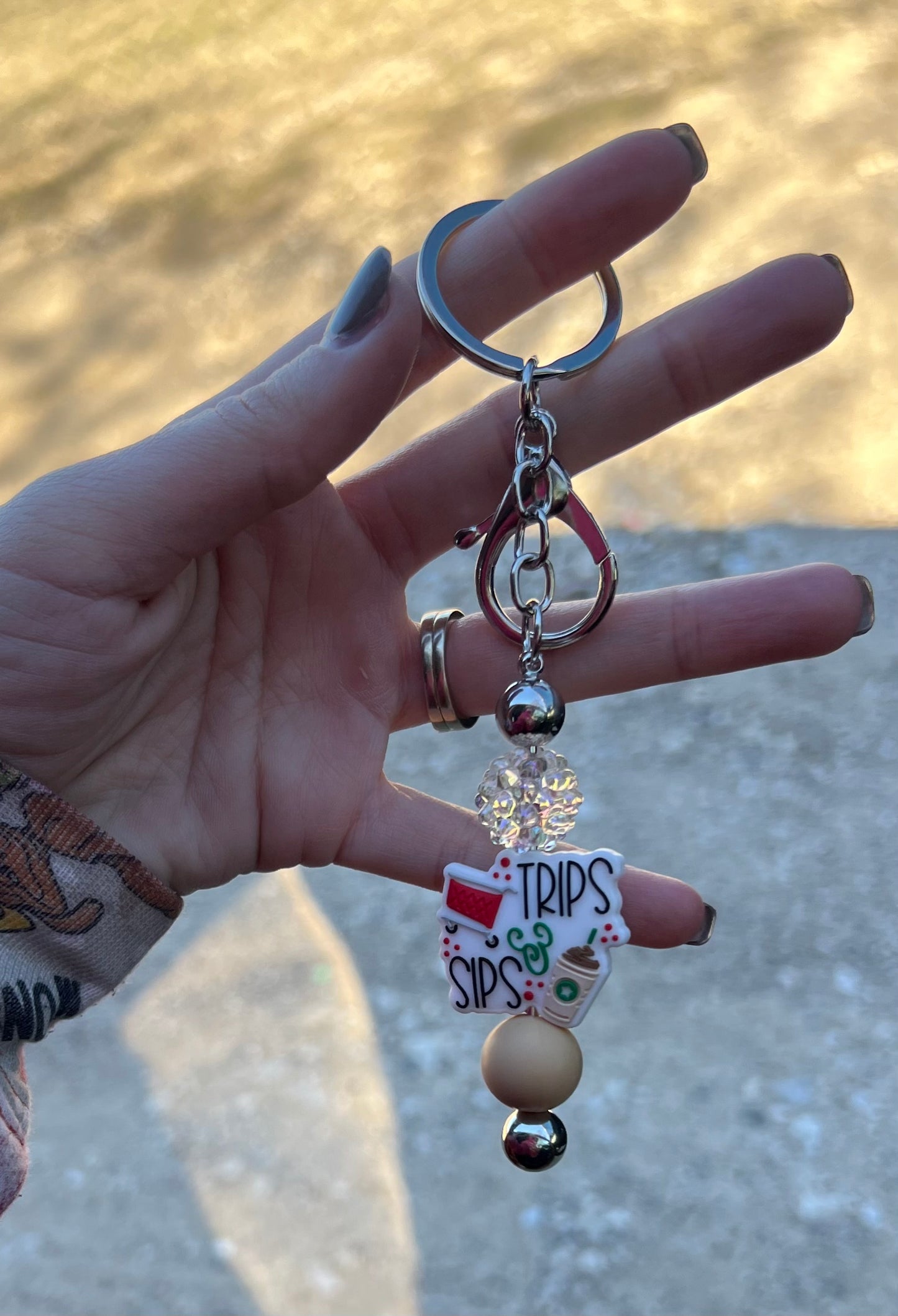 Beaded Keychain - Trips and Sips