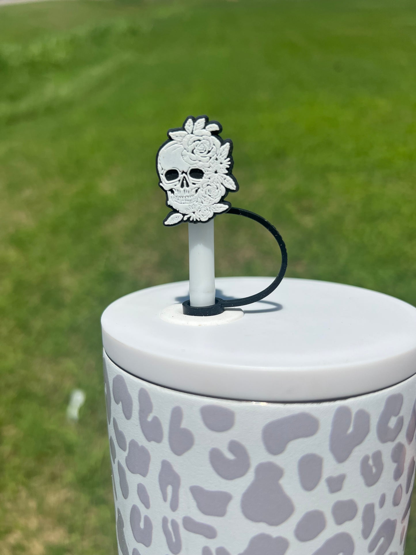 Straw Topper - Floral Skull