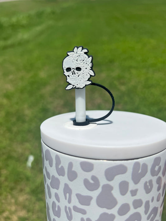 Straw Topper - Floral Skull
