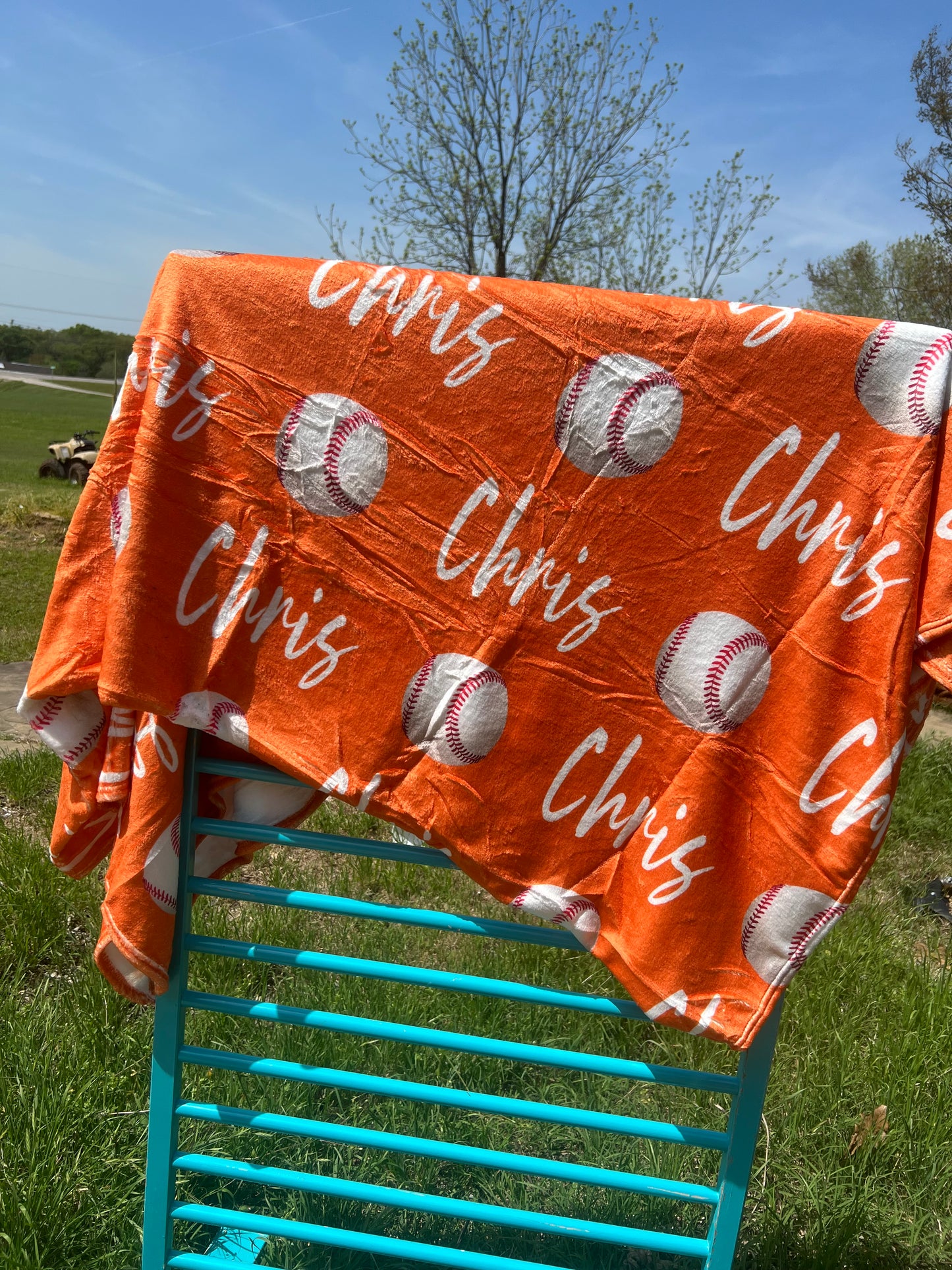 50x60 Name Blanket with Chris and Baseball