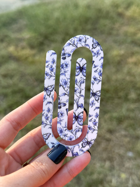 Oversized Paperclip - Floral with Butterflies