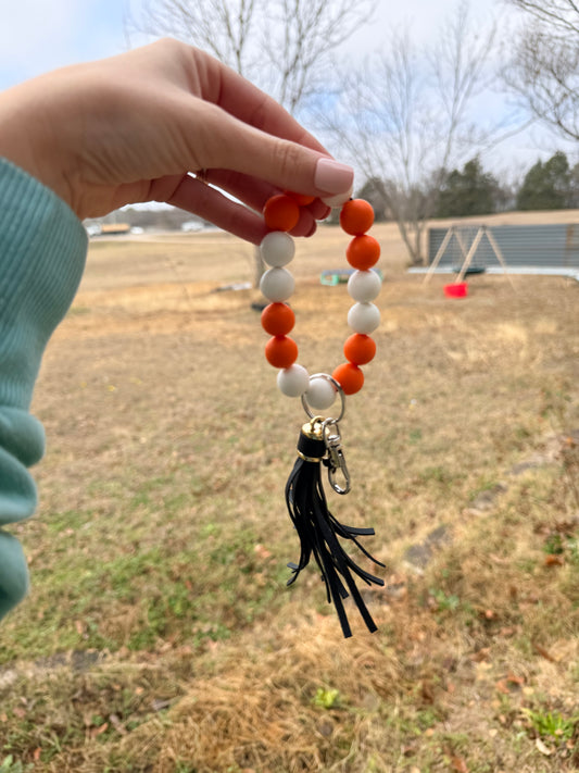 Orange and White Keychain