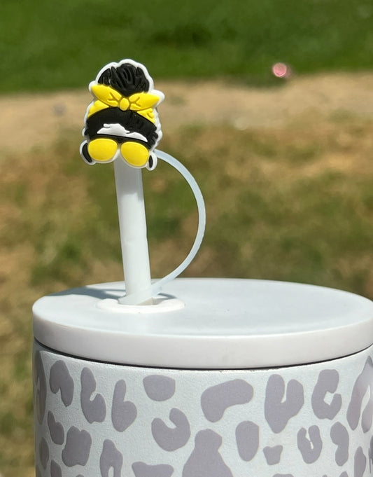 Straw Topper - Yellow Mom Bun