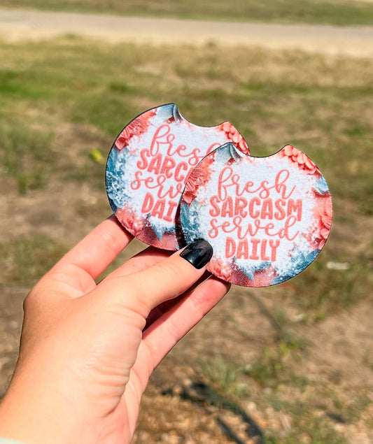 Fresh Sarcasm Served Daily Car Coasters