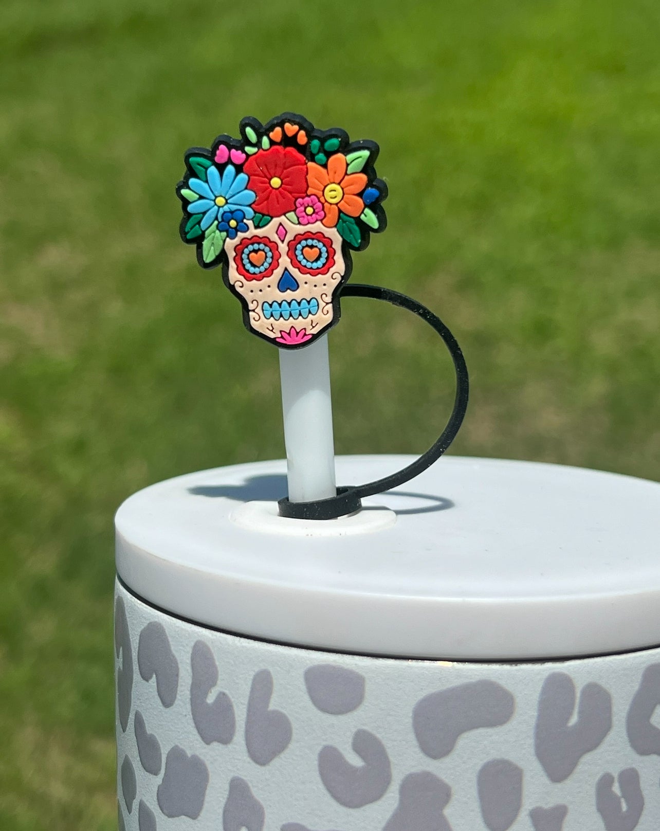Straw Topper - Floral Skellie