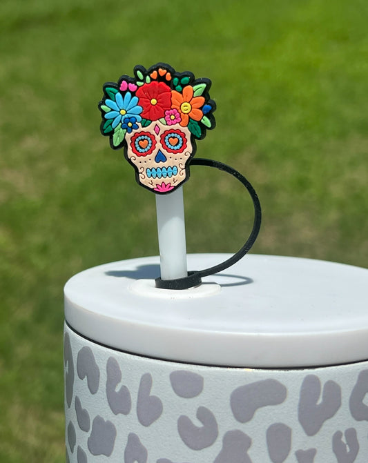 Straw Topper - Floral Skellie