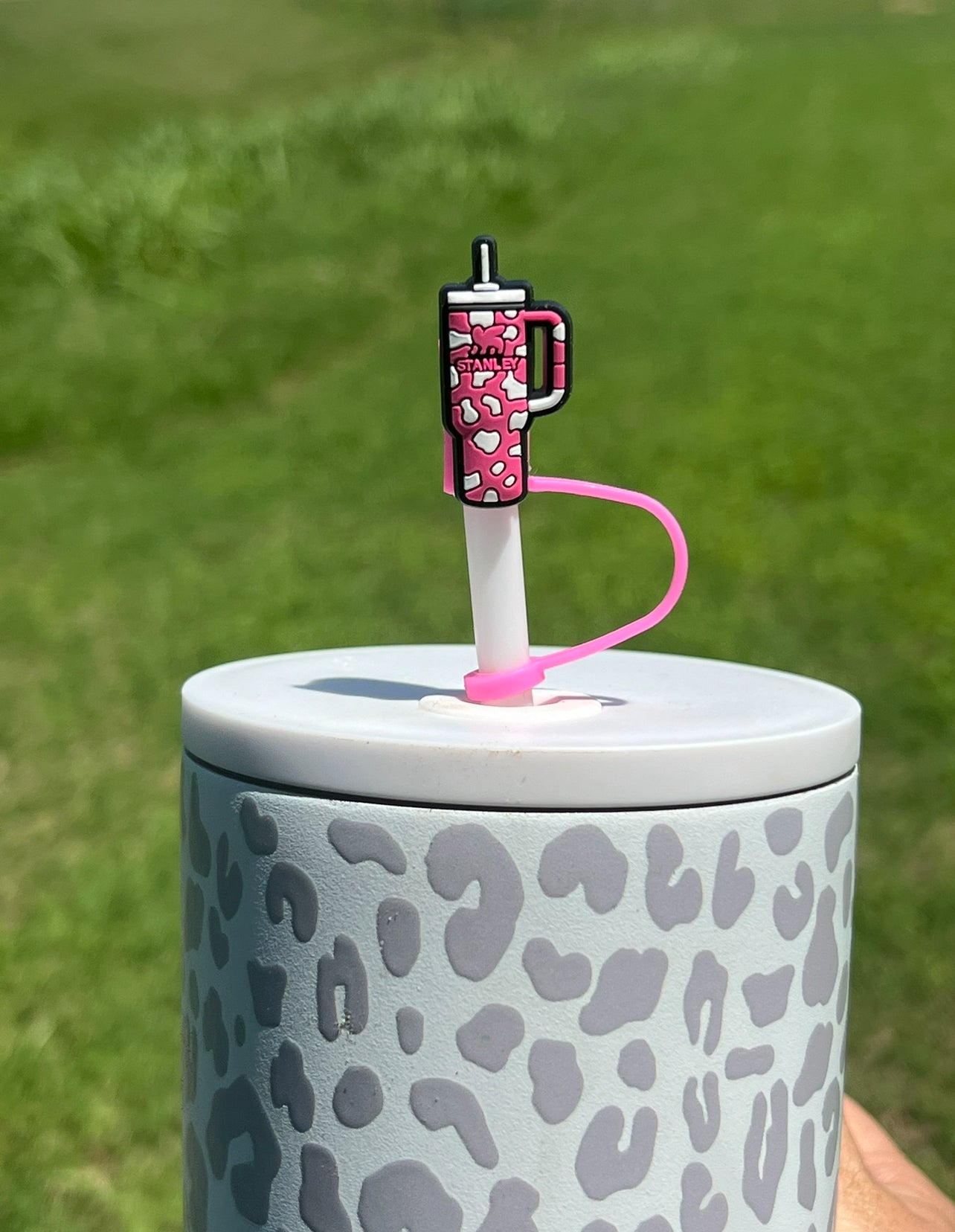 Straw Topper - Pink Cow with Pink Logo