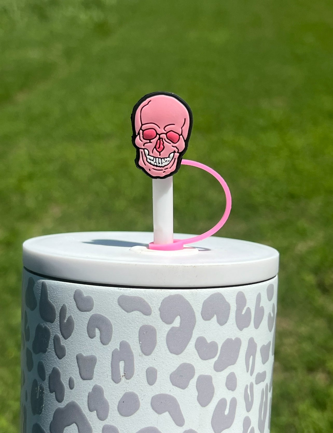 Straw Topper - Pink Skellies