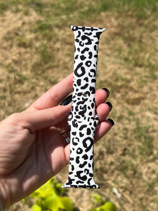 White with Black Leopard Print Watchbands