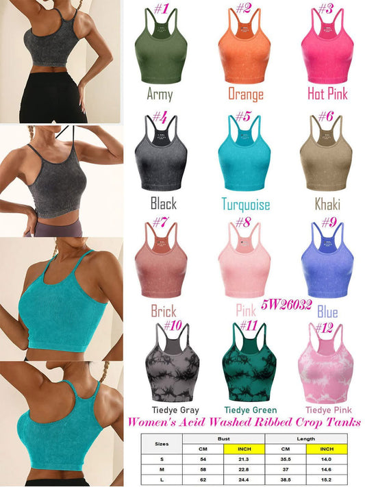 Acid Washed Ribbed Crop Tanks