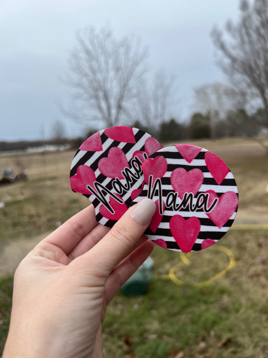 Striped/Heart Nana Car Coasters