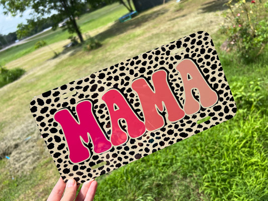 Leopard Print with Mama License Plate